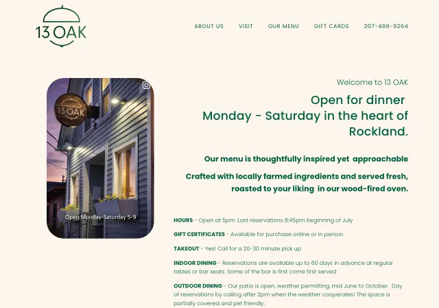 13 Oak — old site