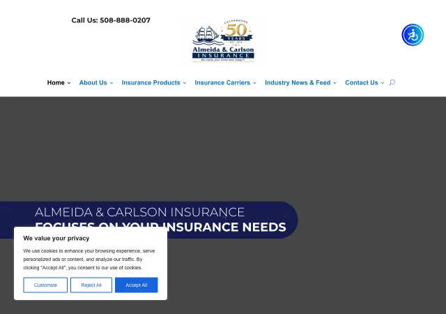 Almeida & Carlson Insurance Agency — old site