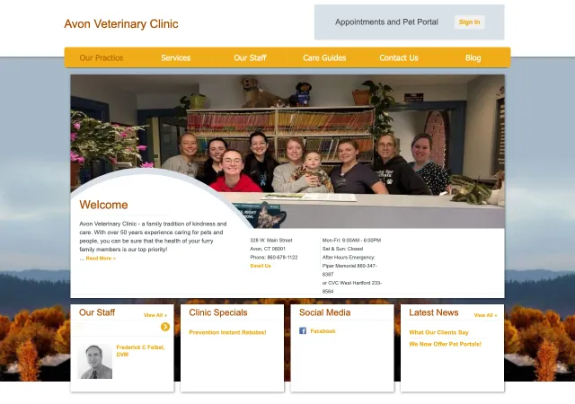 Avon Veterinary Clinic — old site