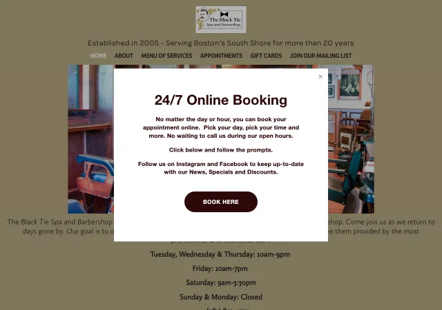The Black Tie Spa and Barbershop — original site