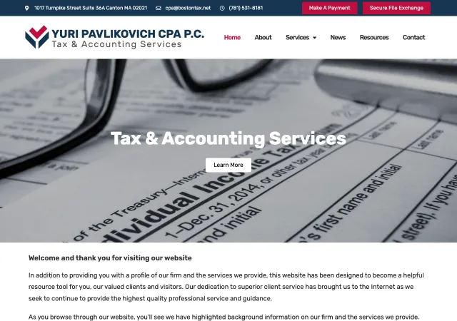 Boston Taxes — Yuri Pavlikovich CPA, P.C. — original site