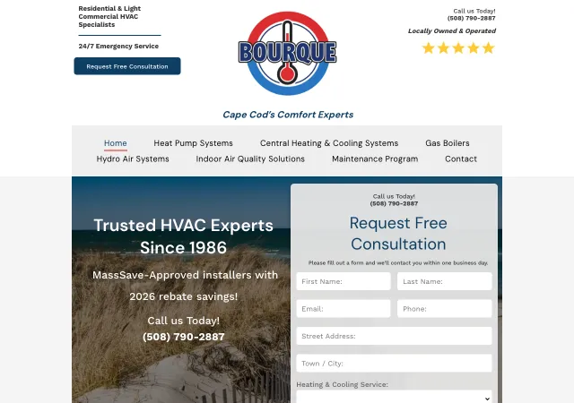 Bourque Heating & Cooling — original site