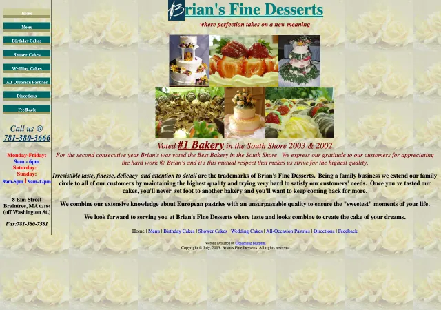 Brian's Fine Desserts — old site