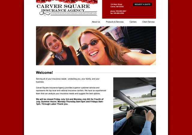 Carver Square Insurance Agency — old site