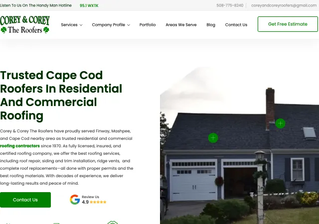 Corey & Corey The Roofers — original site