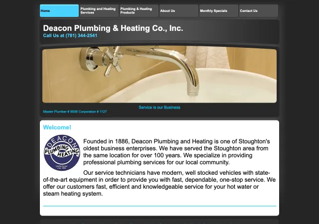 Deacon Plumbing & Heating Co., Inc. — old site
