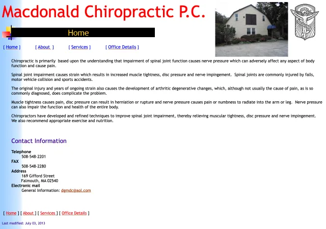 Macdonald Chiropractic P.C. — old site
