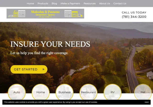 Malcolm & Parsons Insurance Agency — original site