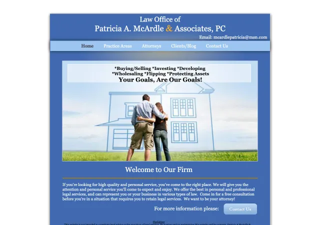 Current website of Patricia McArdle & Associates PC
