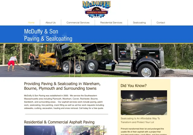 McDuffy & Son Paving & Sealcoating — original site