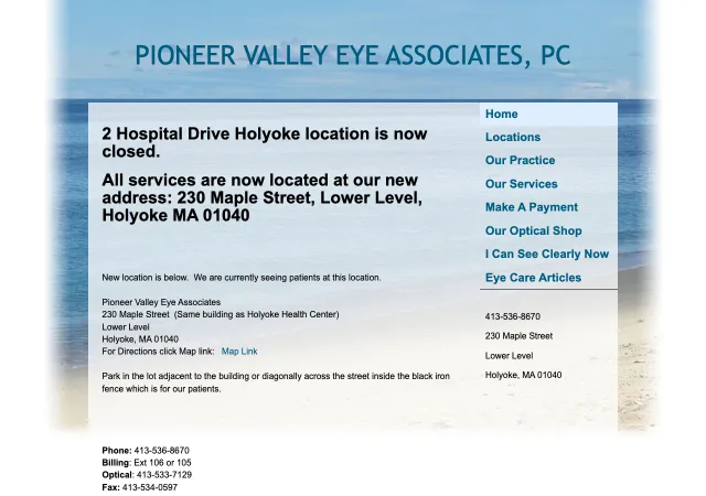 Pioneer Valley Eye Associates — original site