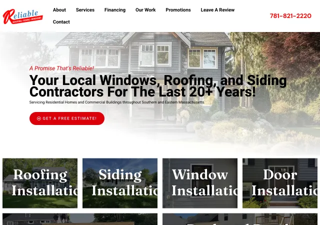 Reliable Roofing, Siding & Windows — original site