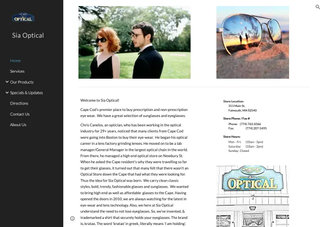 Sia Optical — original site
