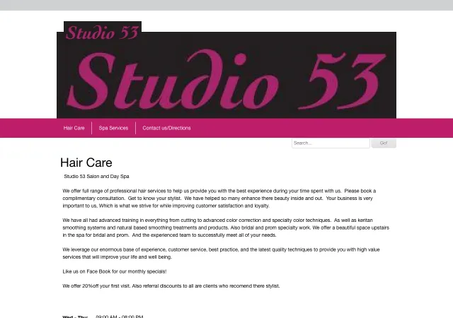 Studio 53 Salon & Day Spa — original site