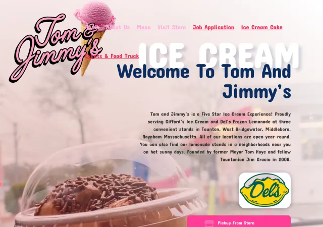 Tom & Jimmy's Ice Cream — original site