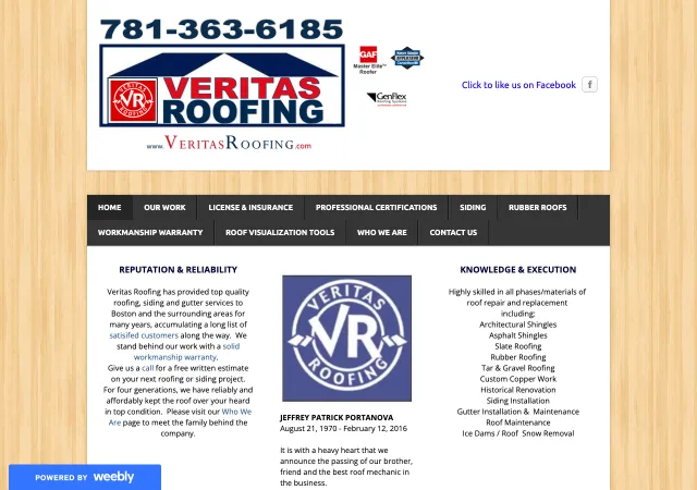 Veritas Roofing — old site