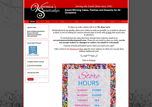 Veronica's Sweetcakes — old site