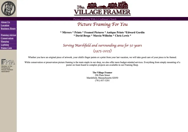 The Village Framer — original site