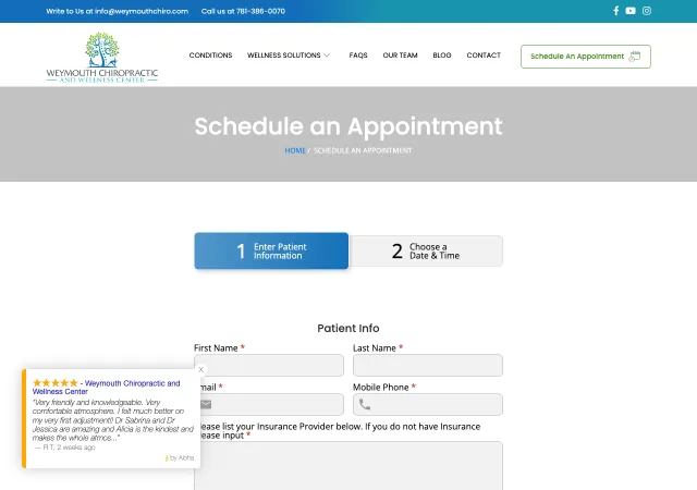 Weymouth Chiropractic & Wellness Center — original site