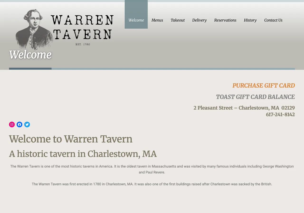 Warren Tavern — old website