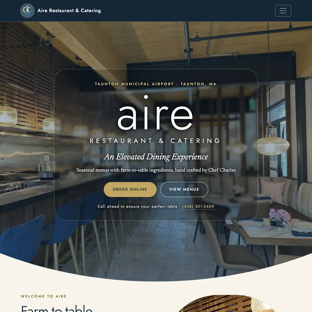 Aire Restaurant & Catering — new site