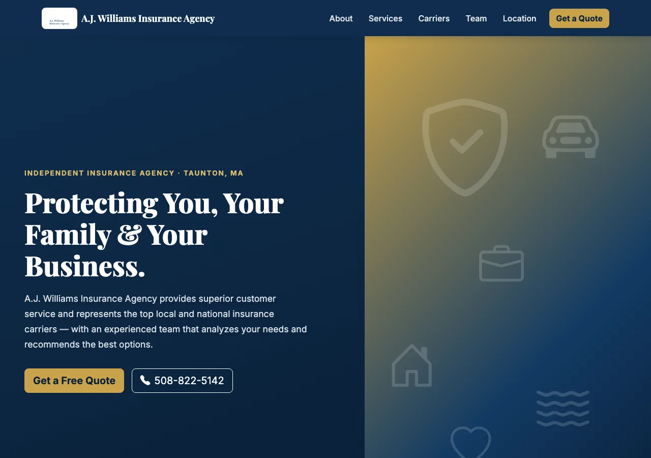 A.J. Williams Insurance Agency — new site
