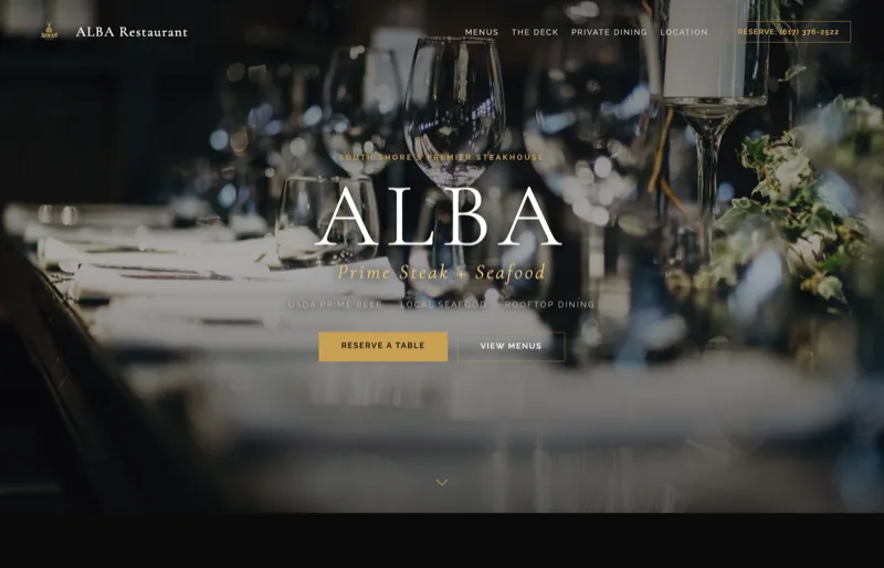ALBA Restaurant — new site by Wicked Fast Web