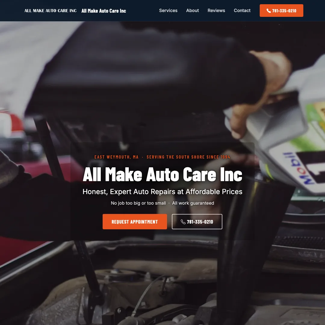 All Make Auto Care Inc — new site by Wicked Fast Web