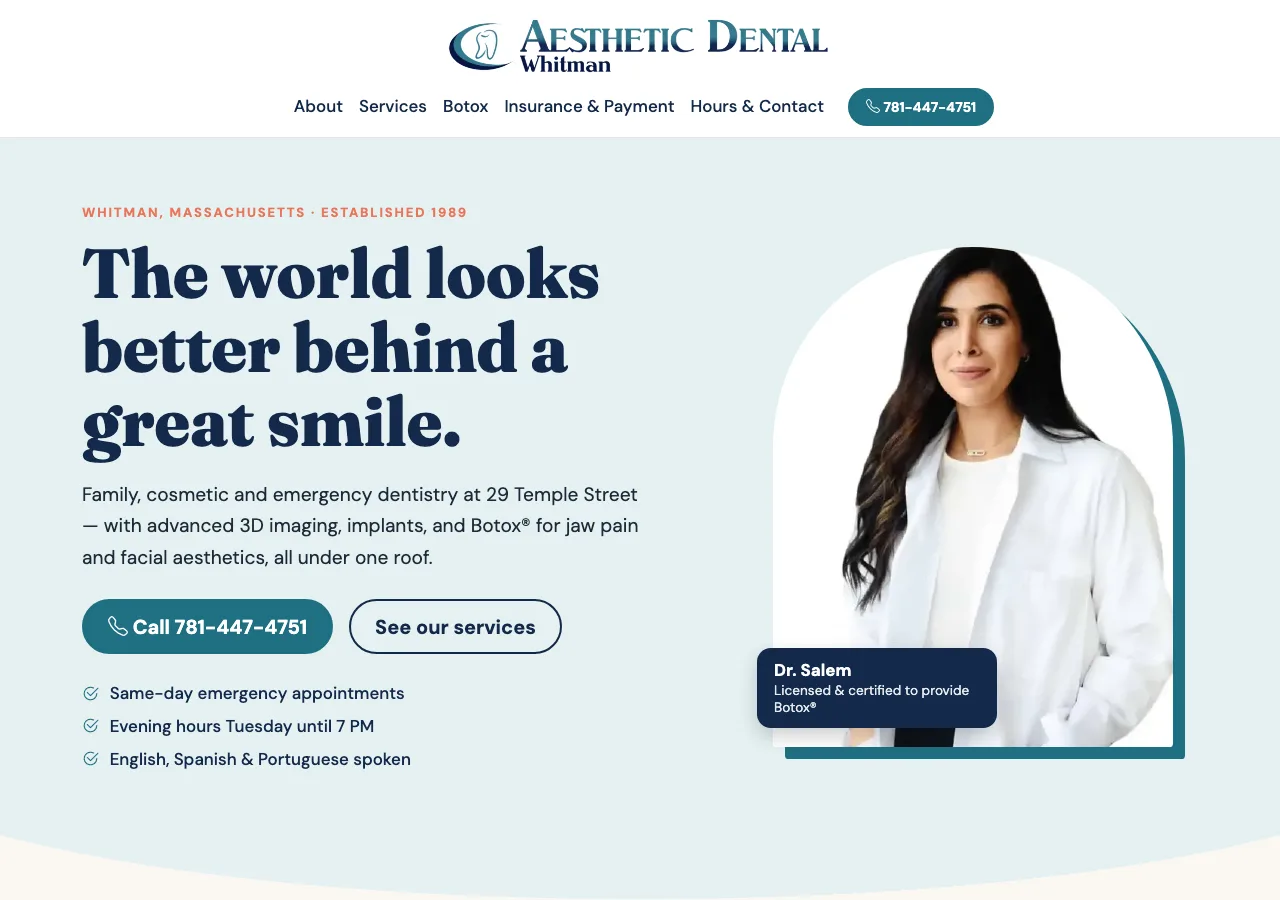 Aesthetic Dental of Whitman &mdash; your new site