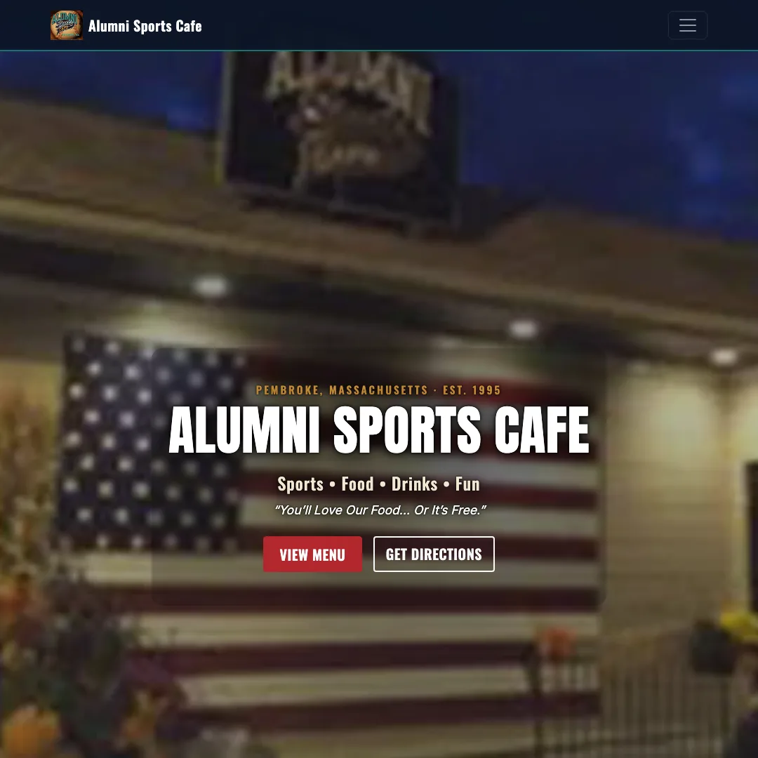 Alumni Sports Cafe — new site by Wicked Fast Web