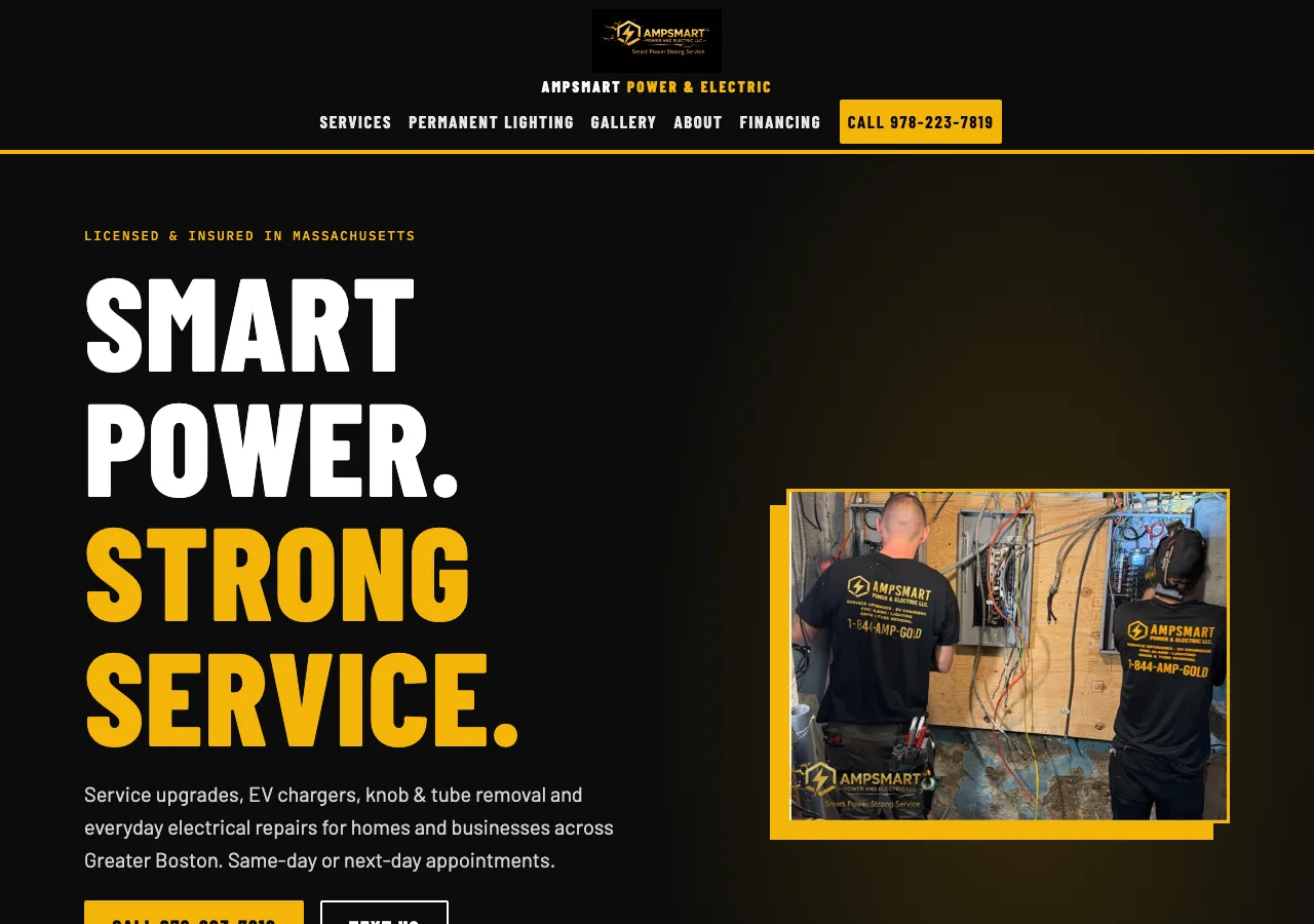 AmpSmart Power & Electric — new site by Wicked Fast Web