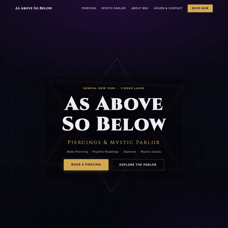 As Above So Below — new site by Wicked Fast Web