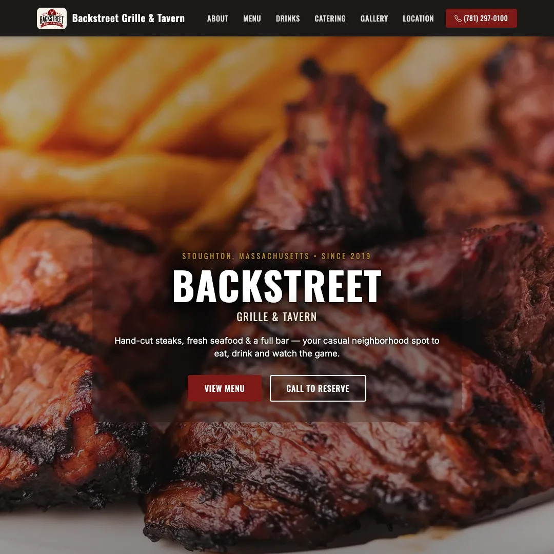 Backstreet Grille & Tavern — new site by Wicked Fast Web