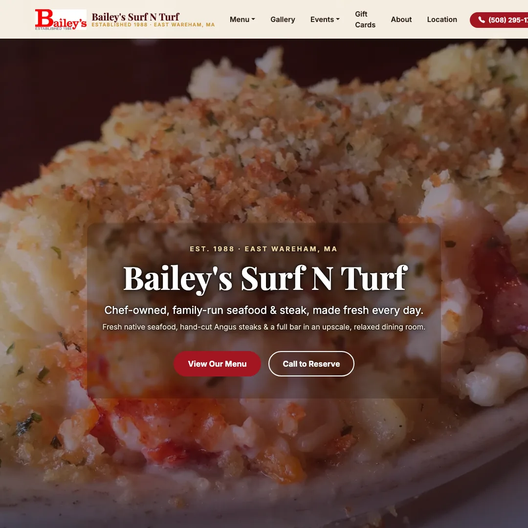 Bailey's Surf N Turf — new site
