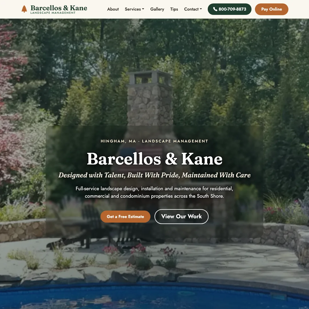 Barcellos and Kane Landscaping — new site by Wicked Fast Web