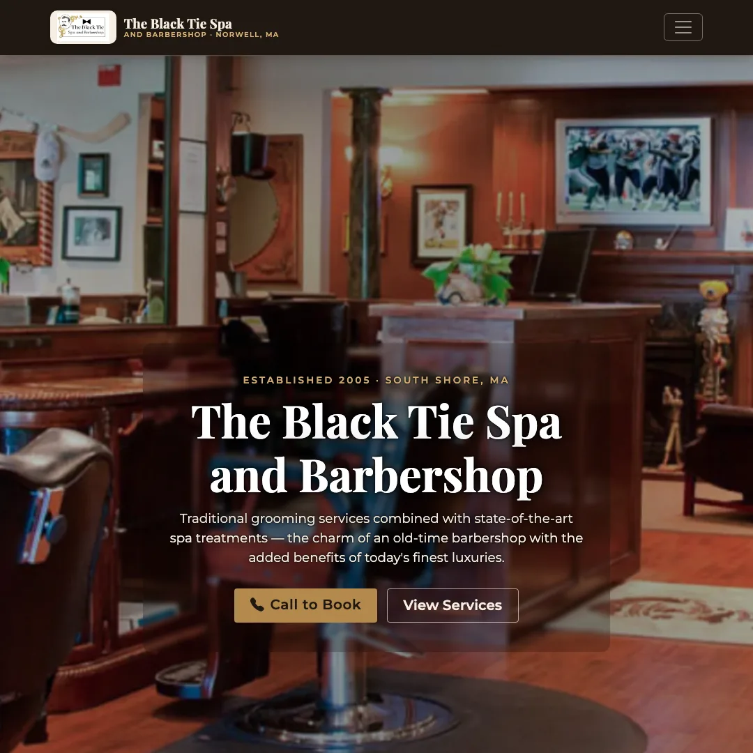 The Black Tie Spa and Barbershop — new site by Wicked Fast Web