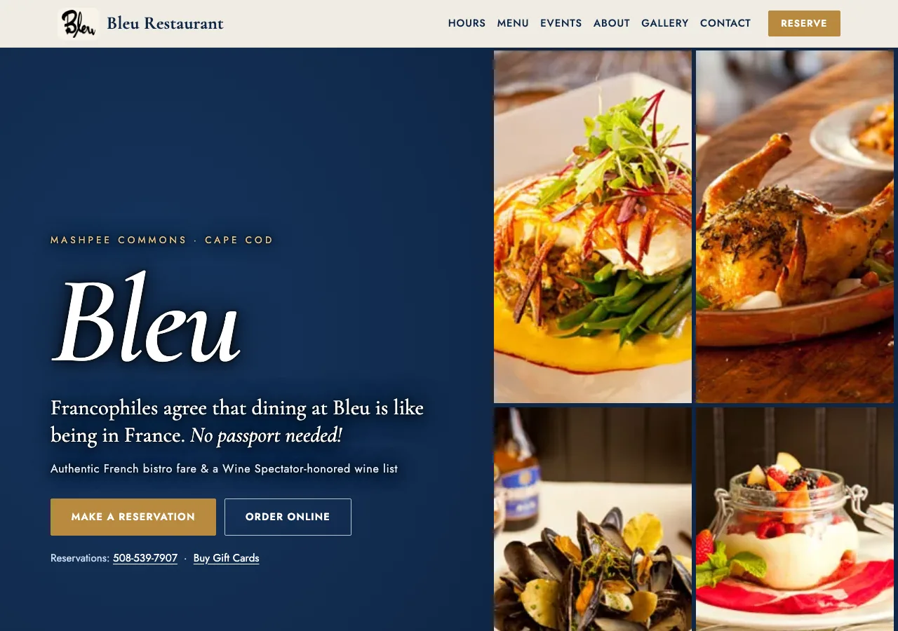 Bleu Restaurant — new site