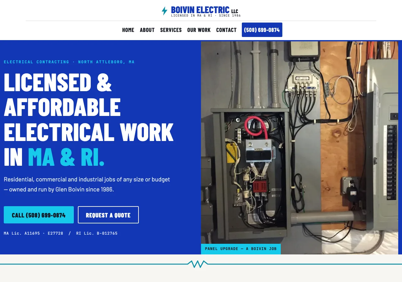 Boivin Electric LLC — new site by Wicked Fast Web