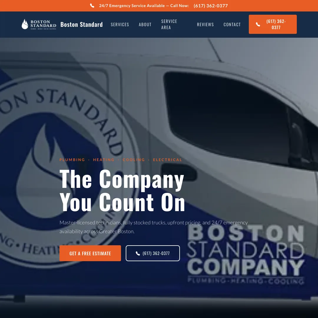 Boston Standard Plumbing — new site by Wicked Fast Web