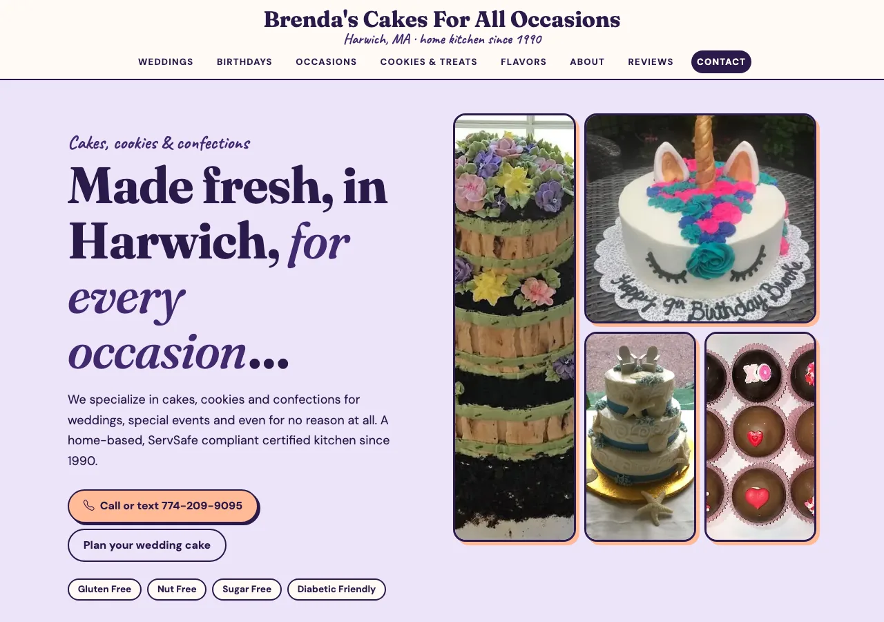 Brenda's Cakes For All Occasions — new site by Wicked Fast Web