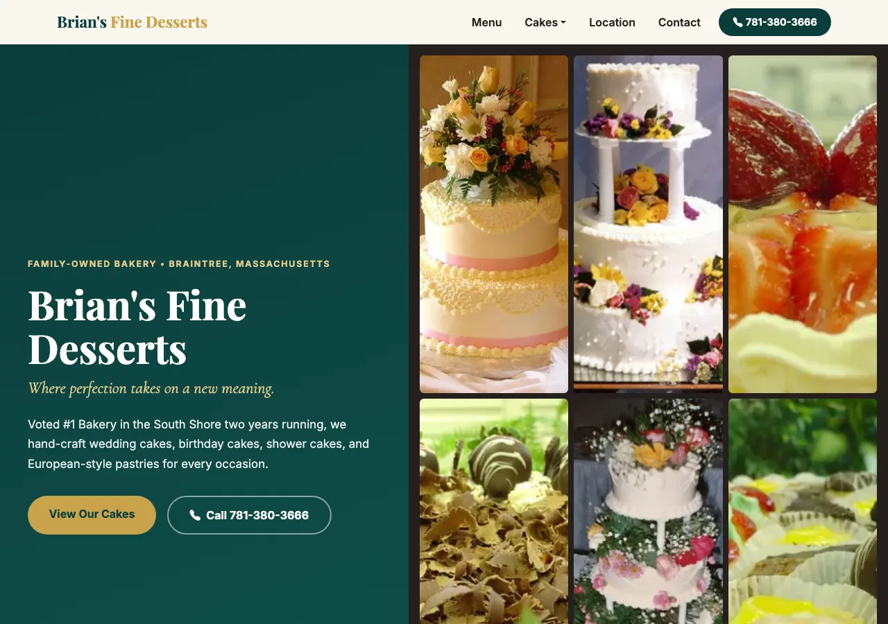 Brian's Fine Desserts — new site