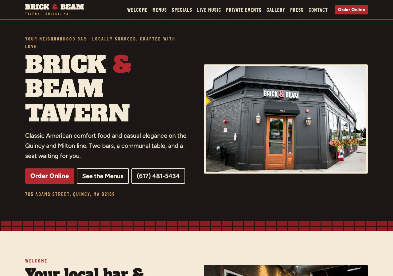 Brick & Beam Tavern &mdash; your new site