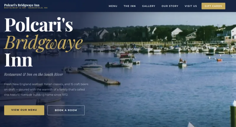 Polcari's Bridgwaye Inn — new site by Wicked Fast Web
