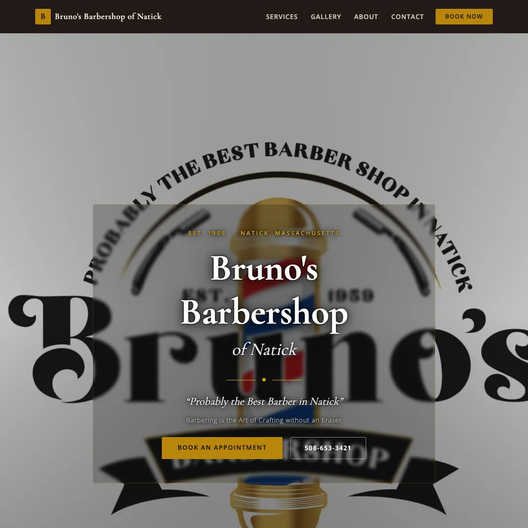 Bruno's Barbershop of Natick — new site by Wicked Fast Web