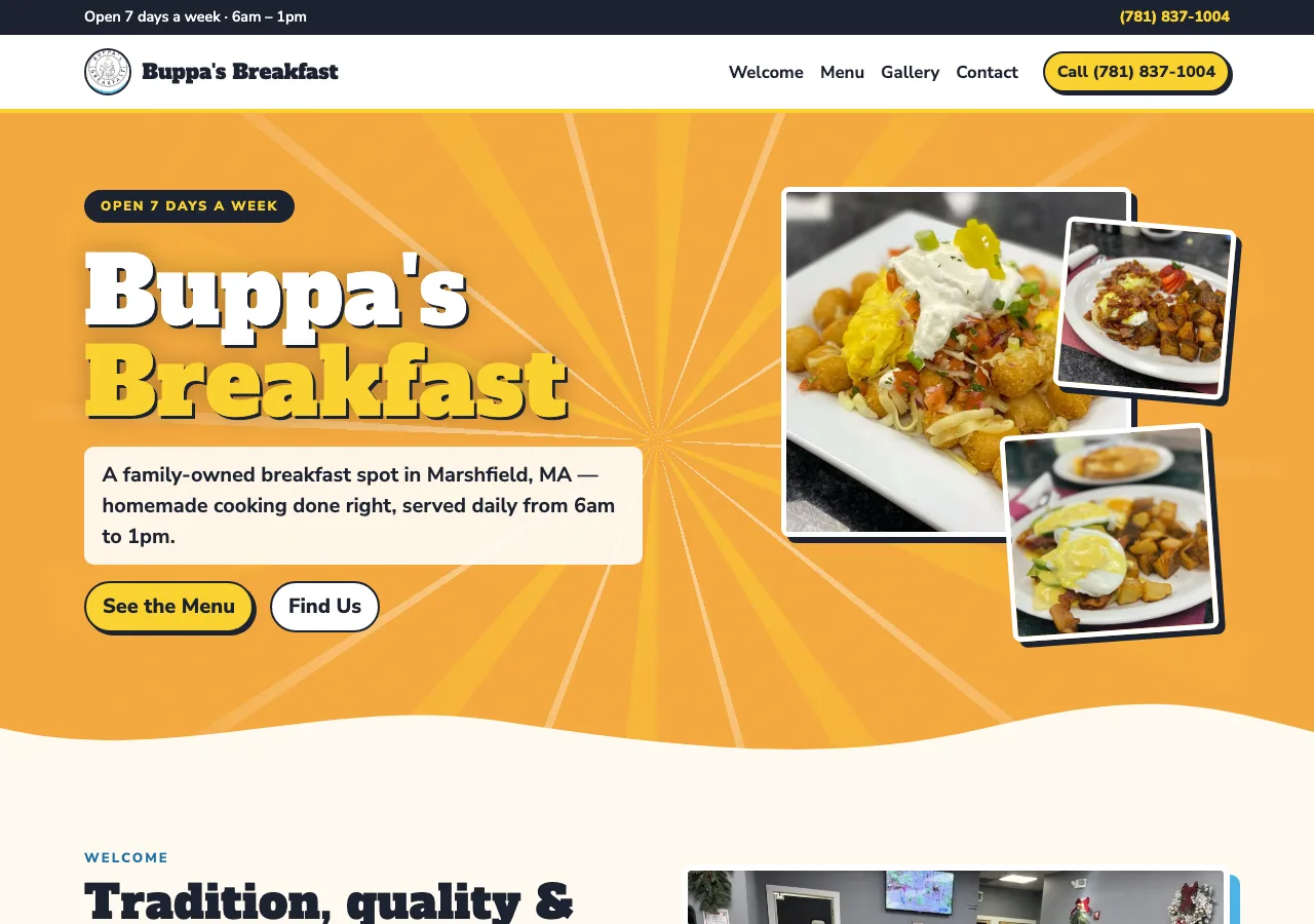Buppa's Breakfast — new site by Wicked Fast Web