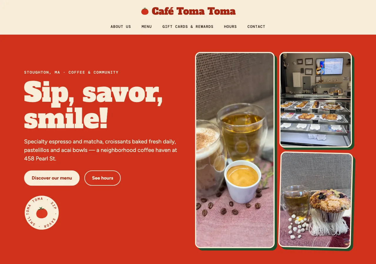 Café Toma Toma — new site by Wicked Fast Web
