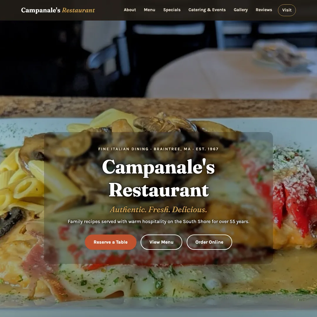 Campanale's Restaurant — new site by Wicked Fast Web