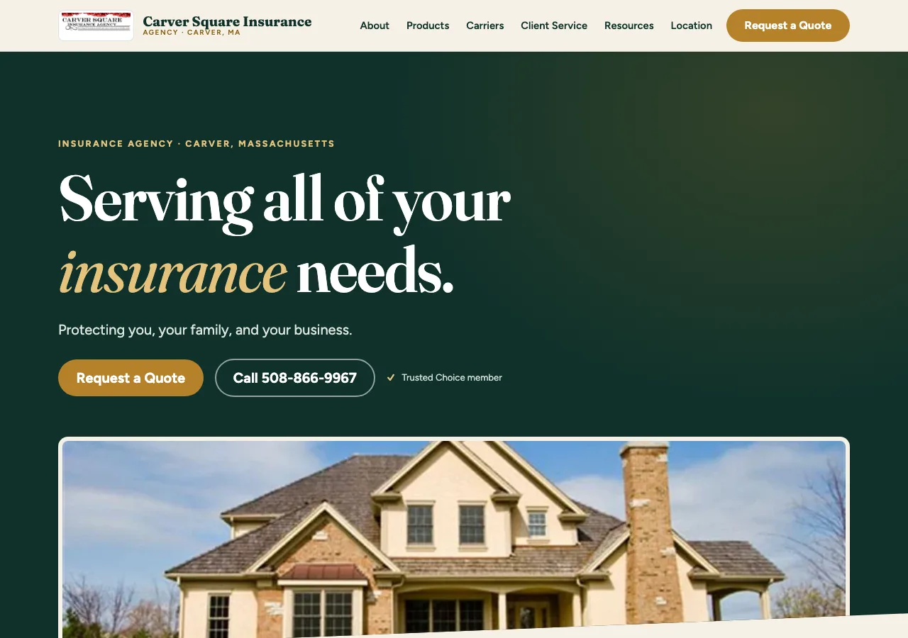 Carver Square Insurance Agency — new site