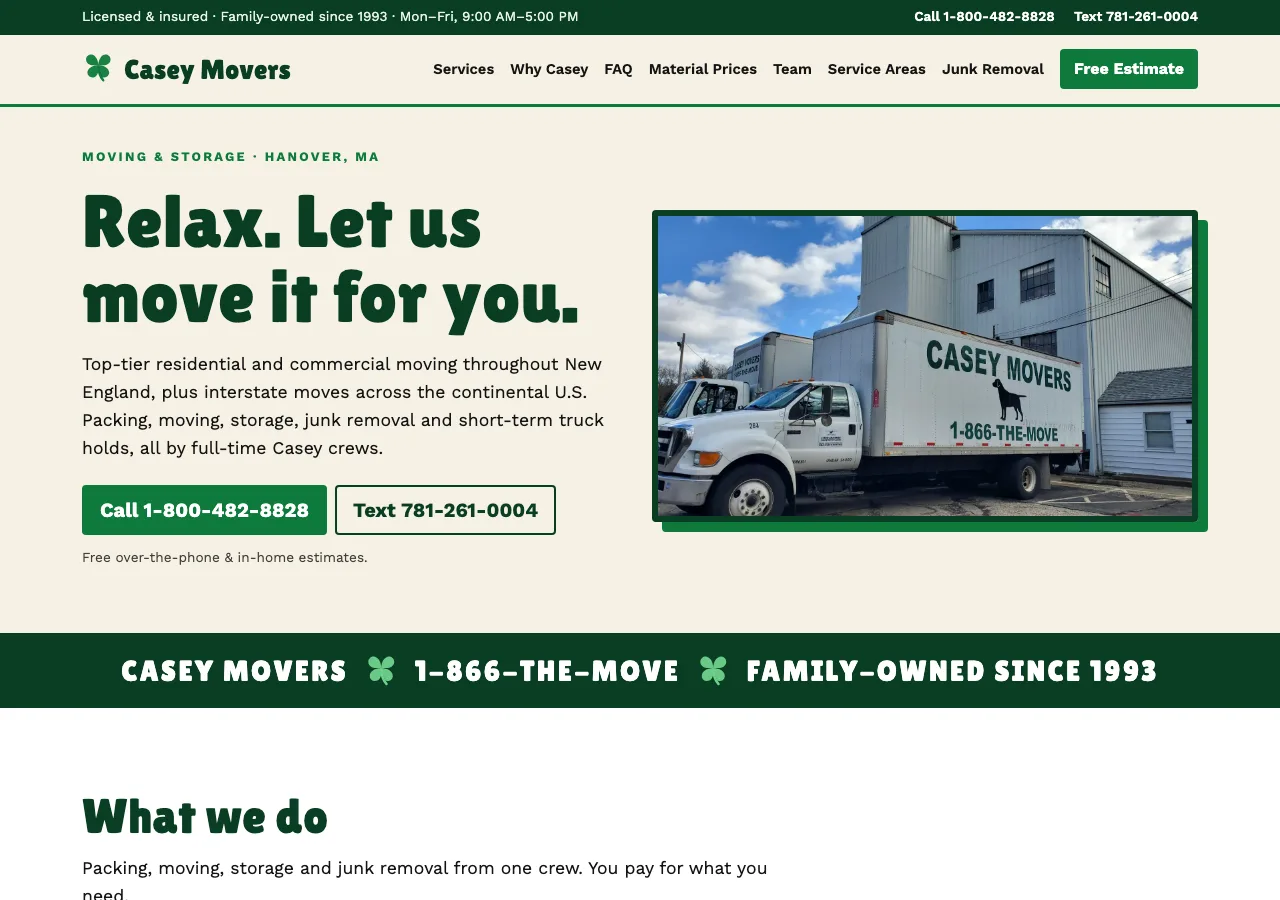 Casey Movers &mdash; your new site