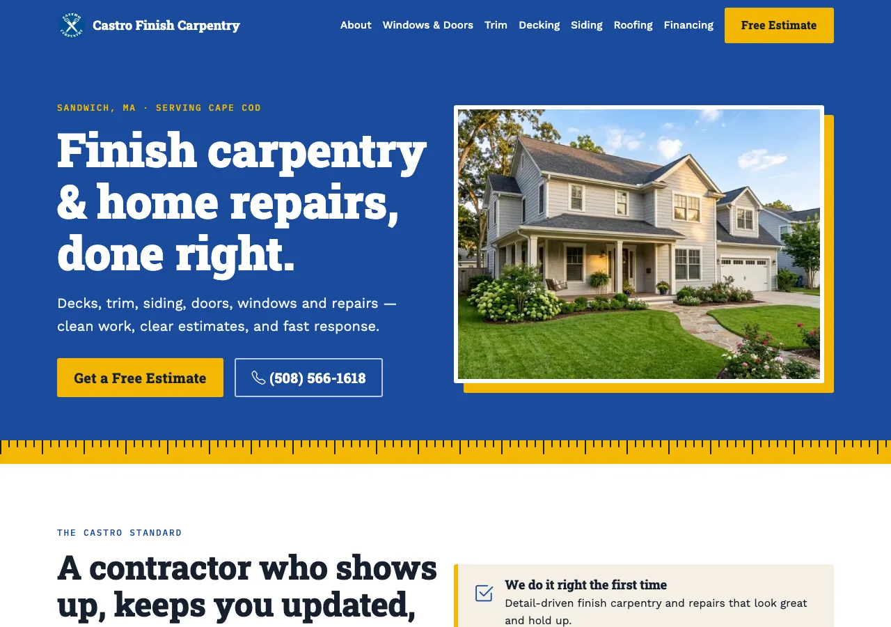 Castro Finish Carpentry &mdash; your new site
